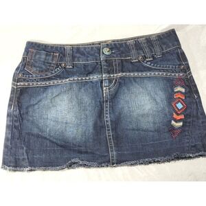 ONLY Limitless Denim Jean Mini Skirt w/ Embroidery Details  - Blue - Size 28